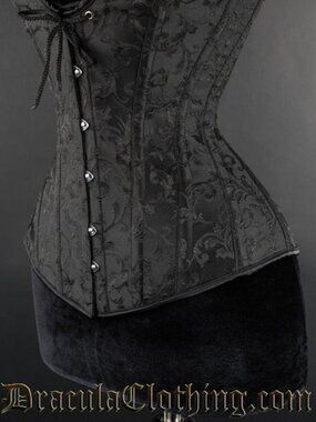 Black Brocade Cleavage Corset Dracula Clothing